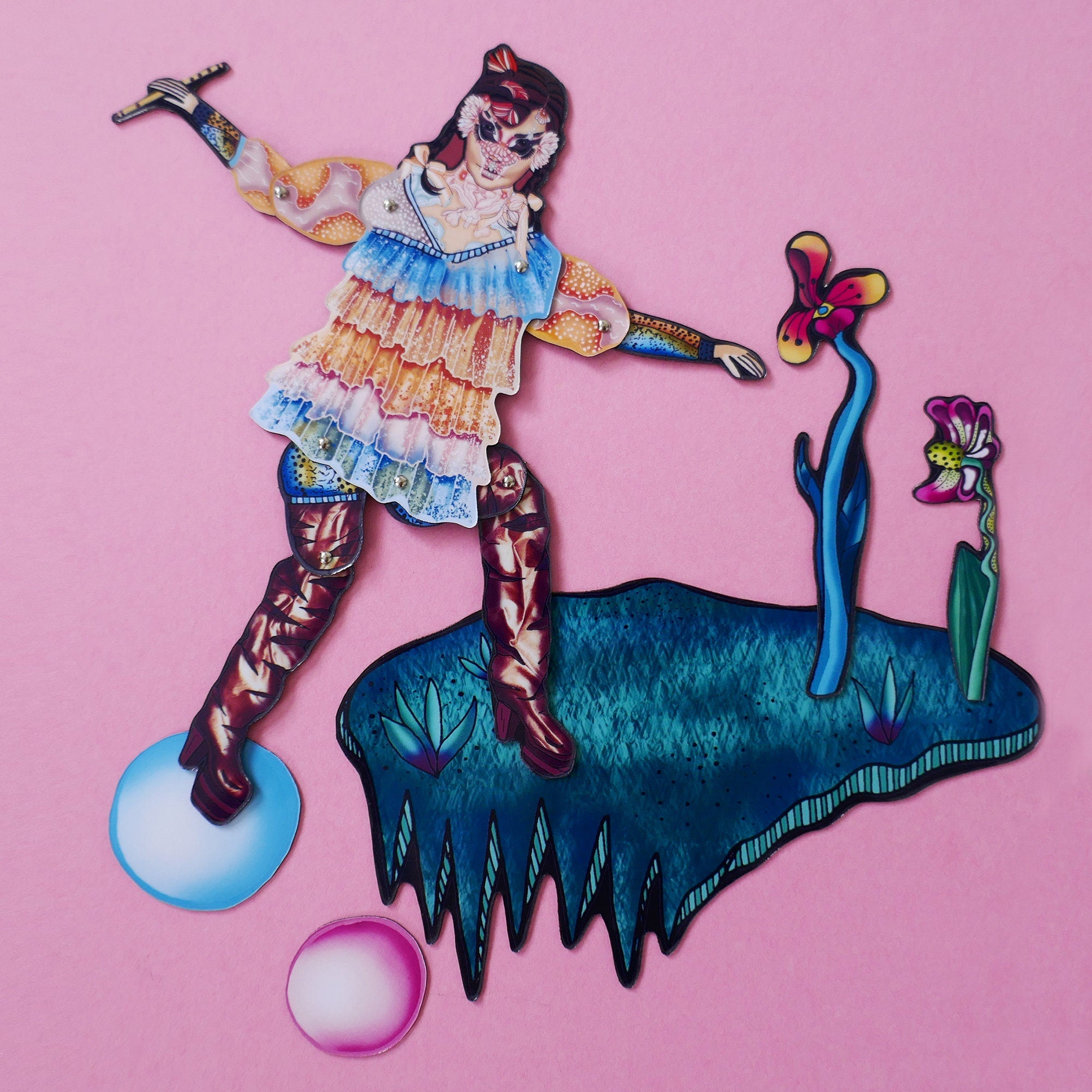 Articulated Magnet Doll | Icelandic Singer Paper Idol, Music Decor
