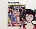 Anime Interactive Magnet Set for Fashion Lovers - Luna Neon Doll with interchangeable outfits