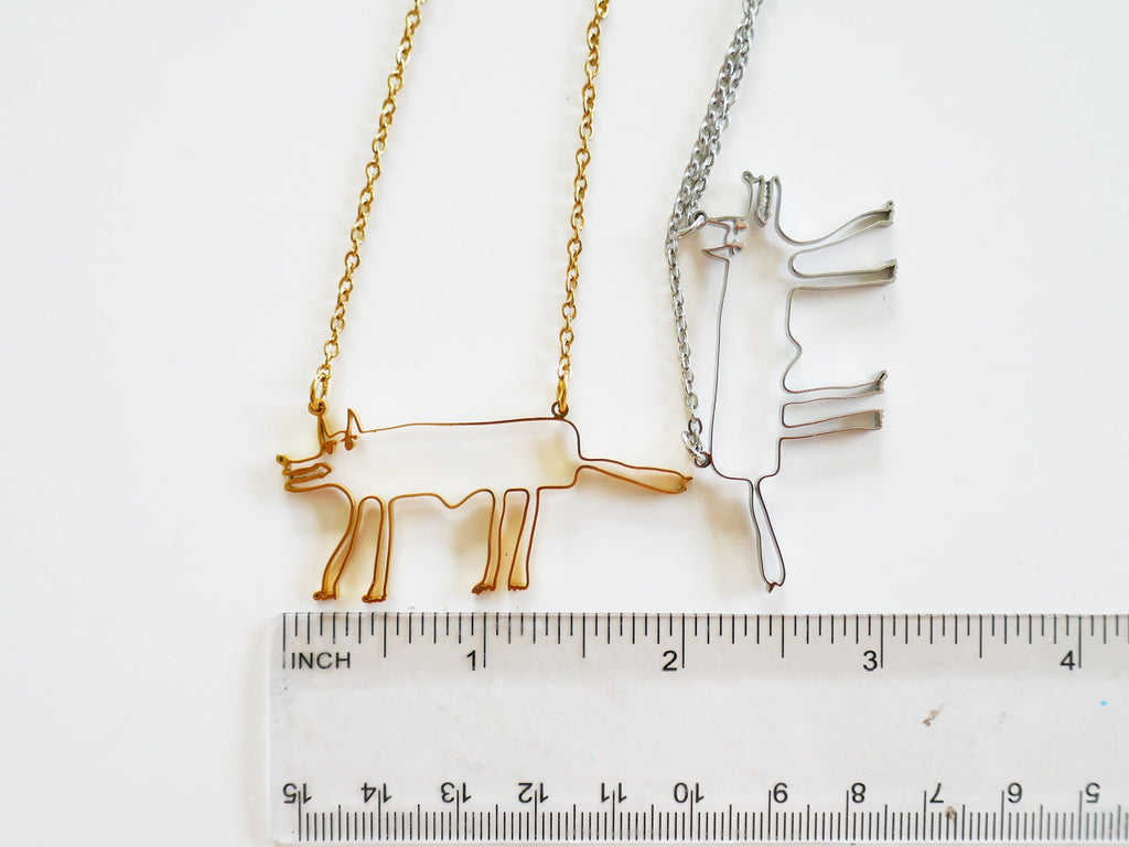 Hungry Wolf Stainless Steel Pendant: Cartoon Animal Necklace.