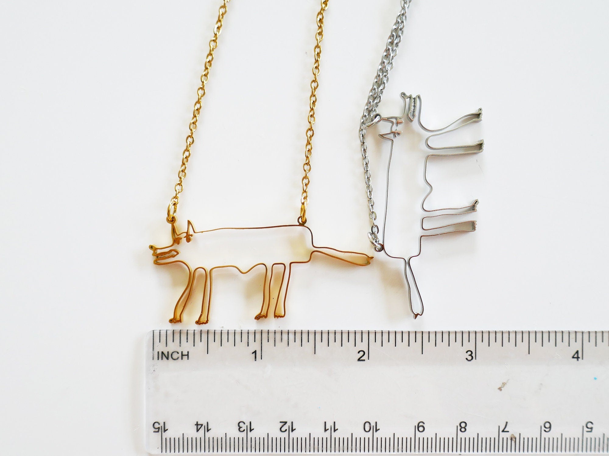 Hungry Wolf Stainless Steel Pendant: Cartoon Animal Necklace.