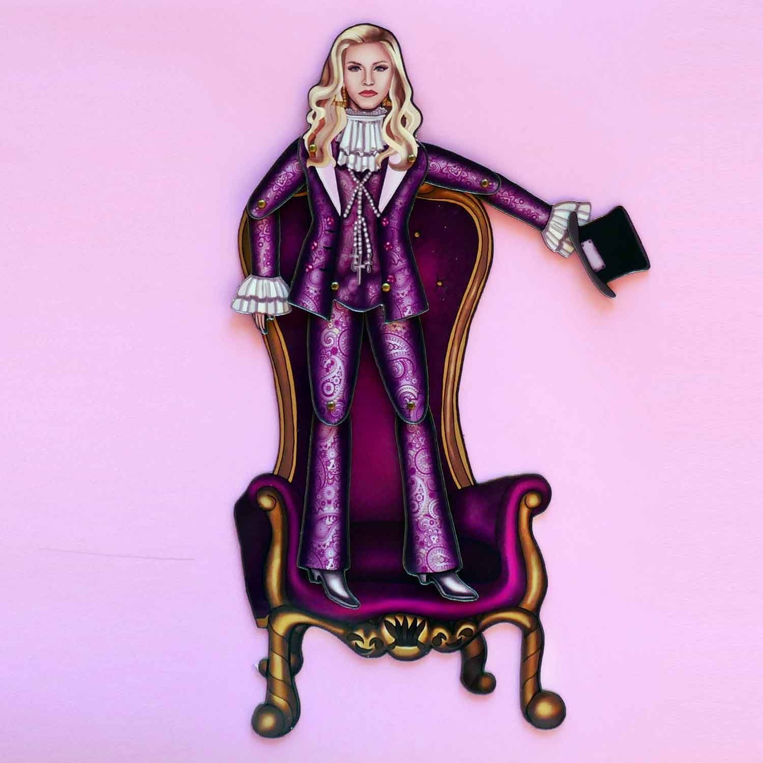 Interactive Magnet Set/Doll Queen of Pop | Iconic pop singer-inspired refrigerator magnet | Music-themed home decor | Music lover room decor
