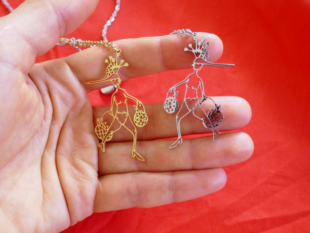 Abstract Woman Stainless Steel Pendant Necklace - Hypoallergenic Jewelry