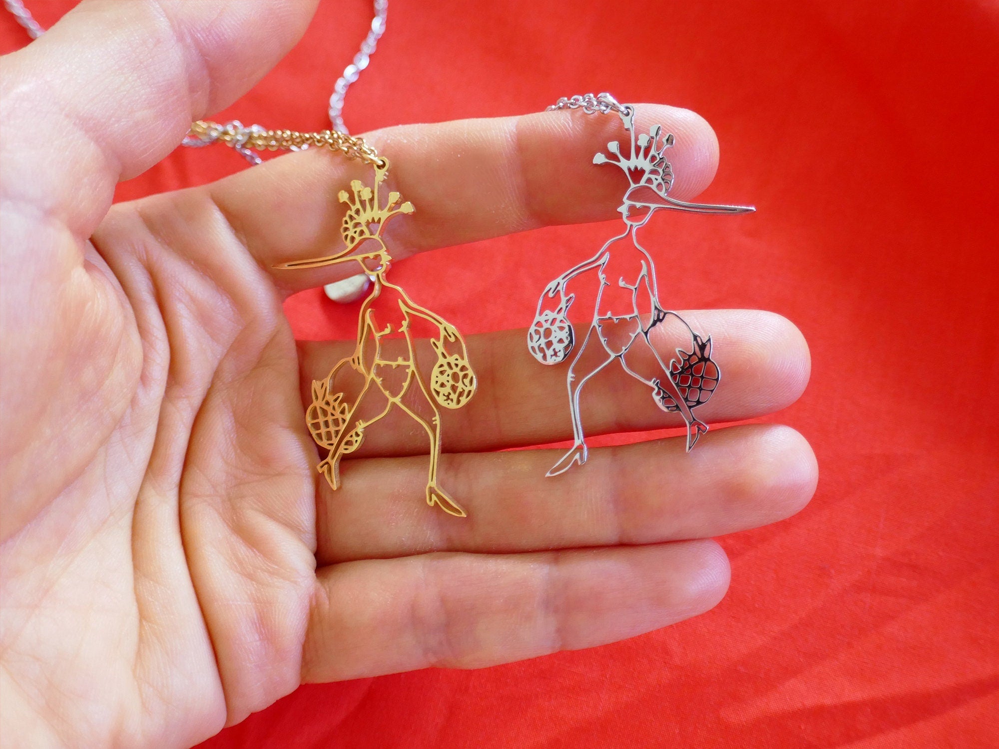 Abstract Woman Stainless Steel Pendant Necklace - Hypoallergenic Jewelry