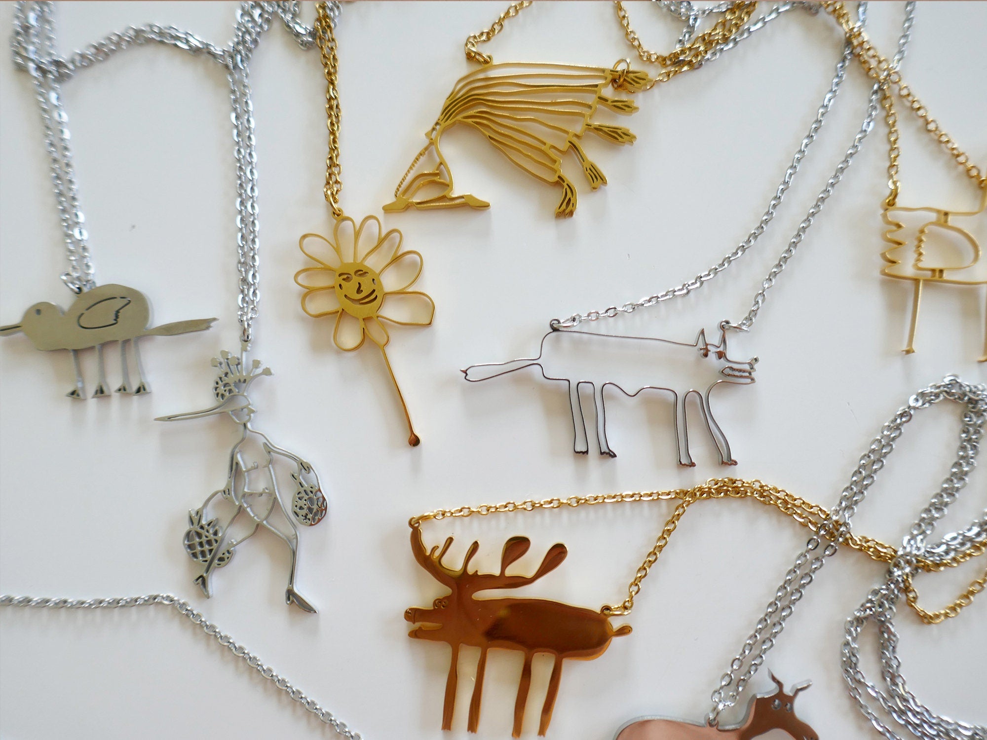Hungry Wolf Stainless Steel Pendant: Cartoon Animal Necklace.