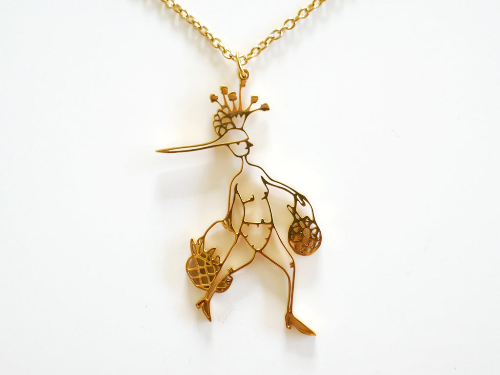 Abstract Woman Stainless Steel Pendant Necklace - Hypoallergenic Jewelry