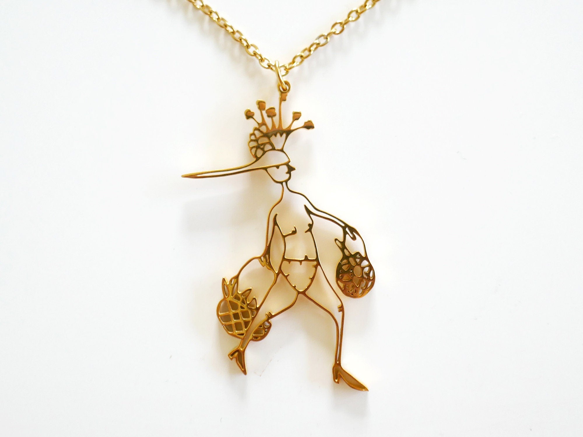 Abstract Woman Stainless Steel Pendant Necklace - Hypoallergenic Jewelry