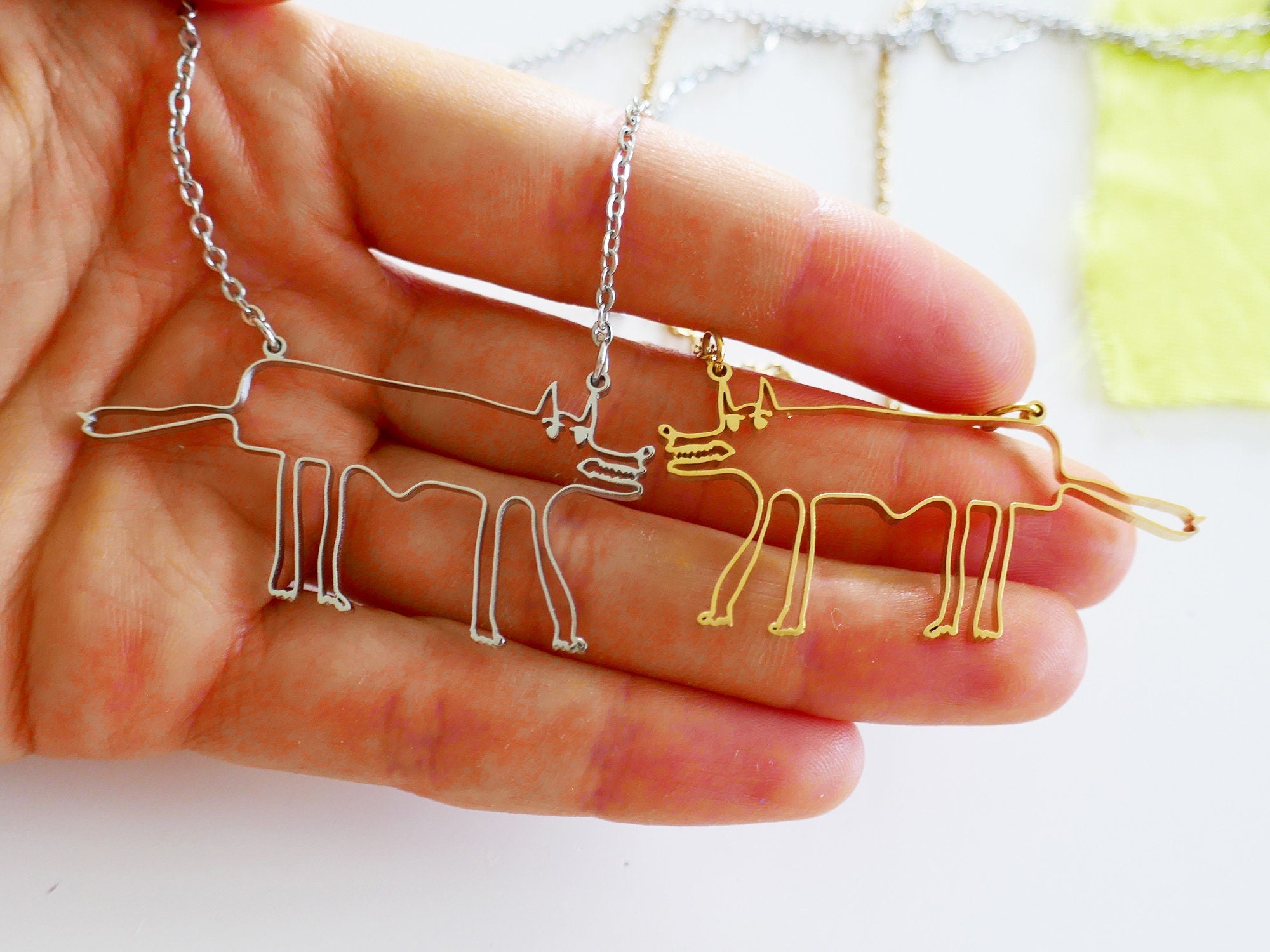 Hungry Wolf Stainless Steel Pendant: Cartoon Animal Necklace.