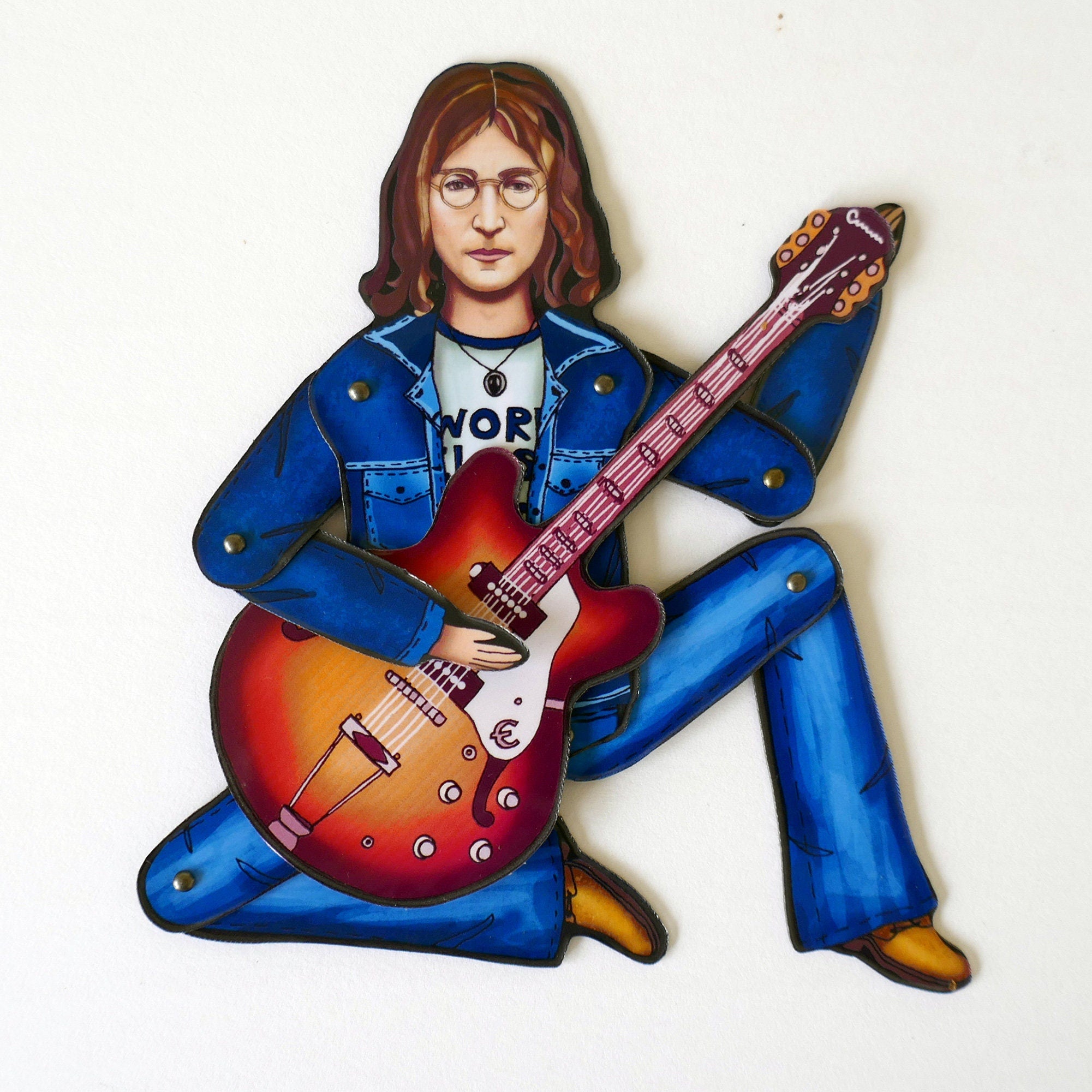 Articulated Musician Magnet Doll: John Lennon-Inspired Fridge Decor
