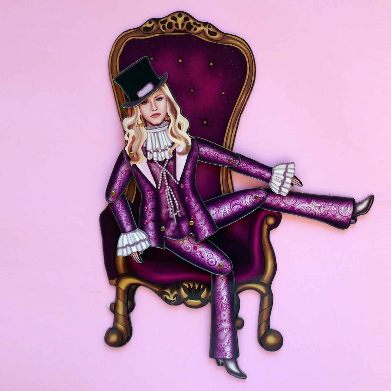 Interactive Magnet Set/Doll Queen of Pop | Iconic pop singer-inspired refrigerator magnet | Music-themed home decor | Music lover room decor