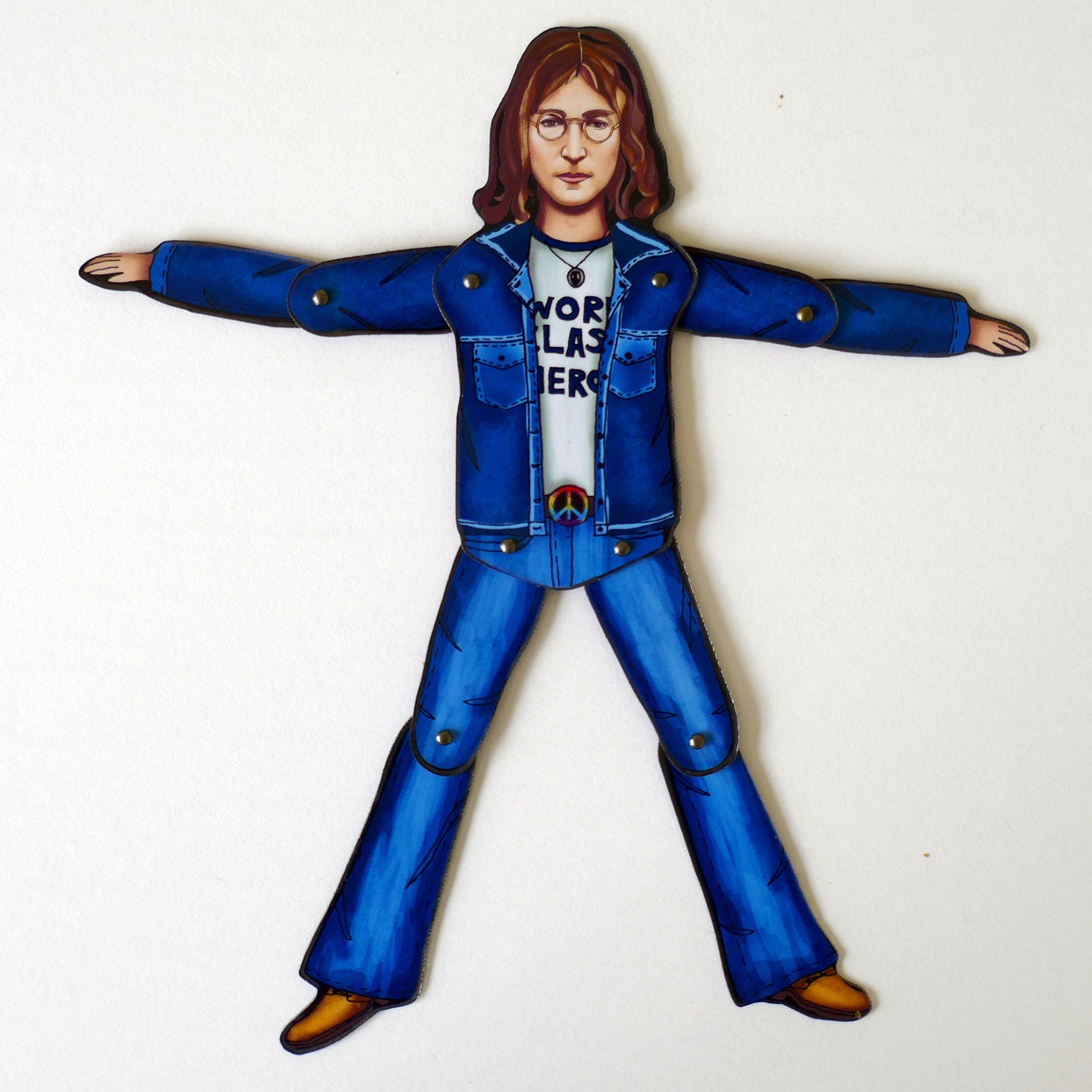 Articulated Musician Magnet Doll: John Lennon-Inspired Fridge Decor