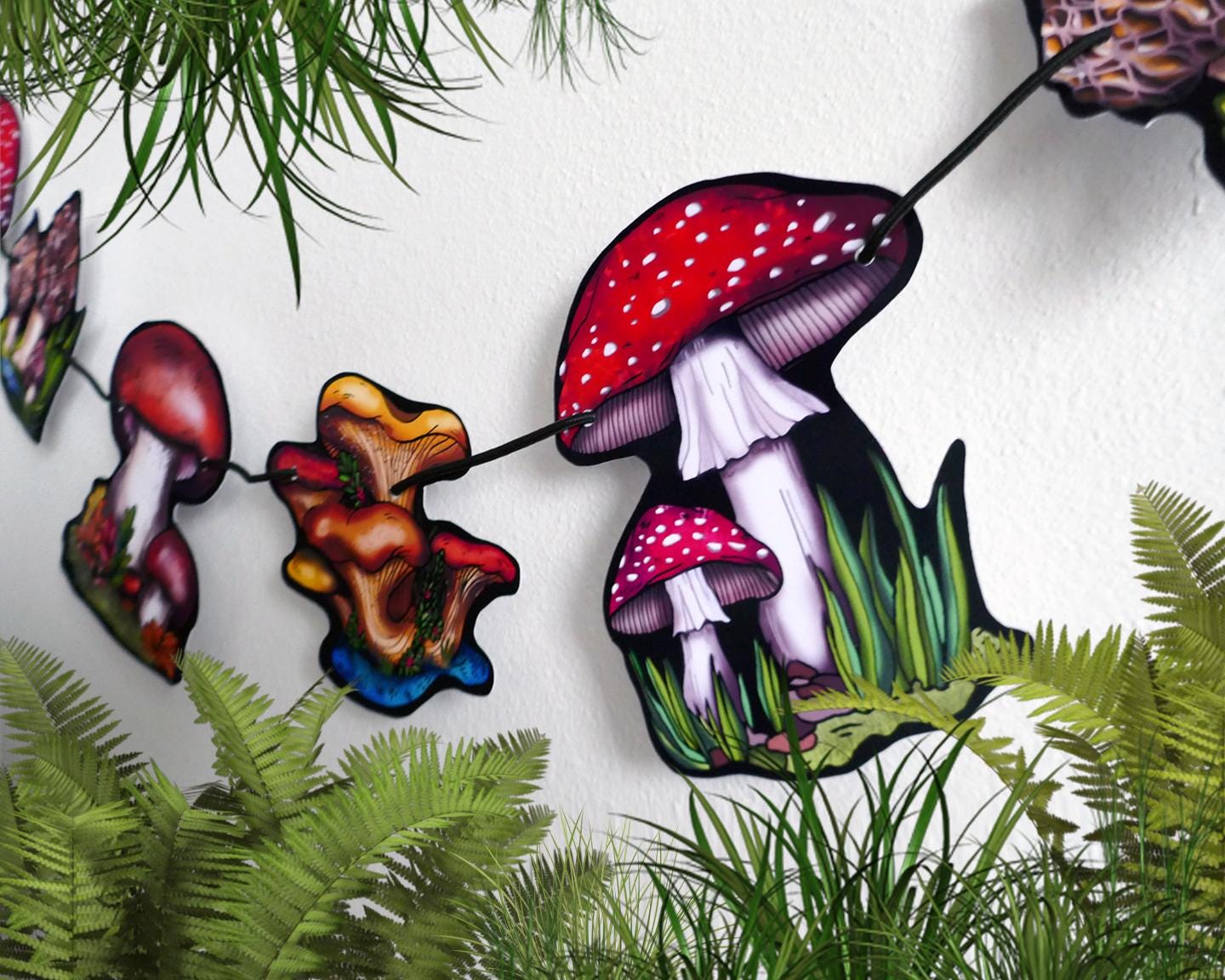 Mushroom Trail Garland: Enchanted Forest Party Decor