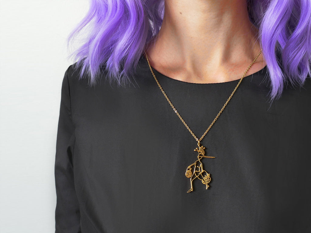 Abstract Woman Stainless Steel Pendant Necklace - Hypoallergenic Jewelry