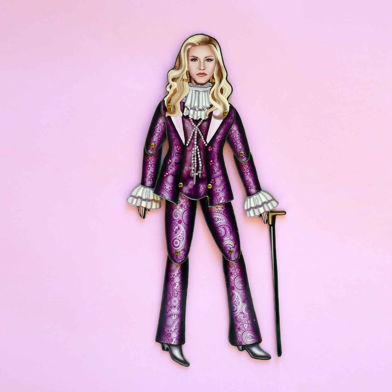 Interactive Magnet Set/Doll Queen of Pop | Iconic pop singer-inspired refrigerator magnet | Music-themed home decor | Music lover room decor