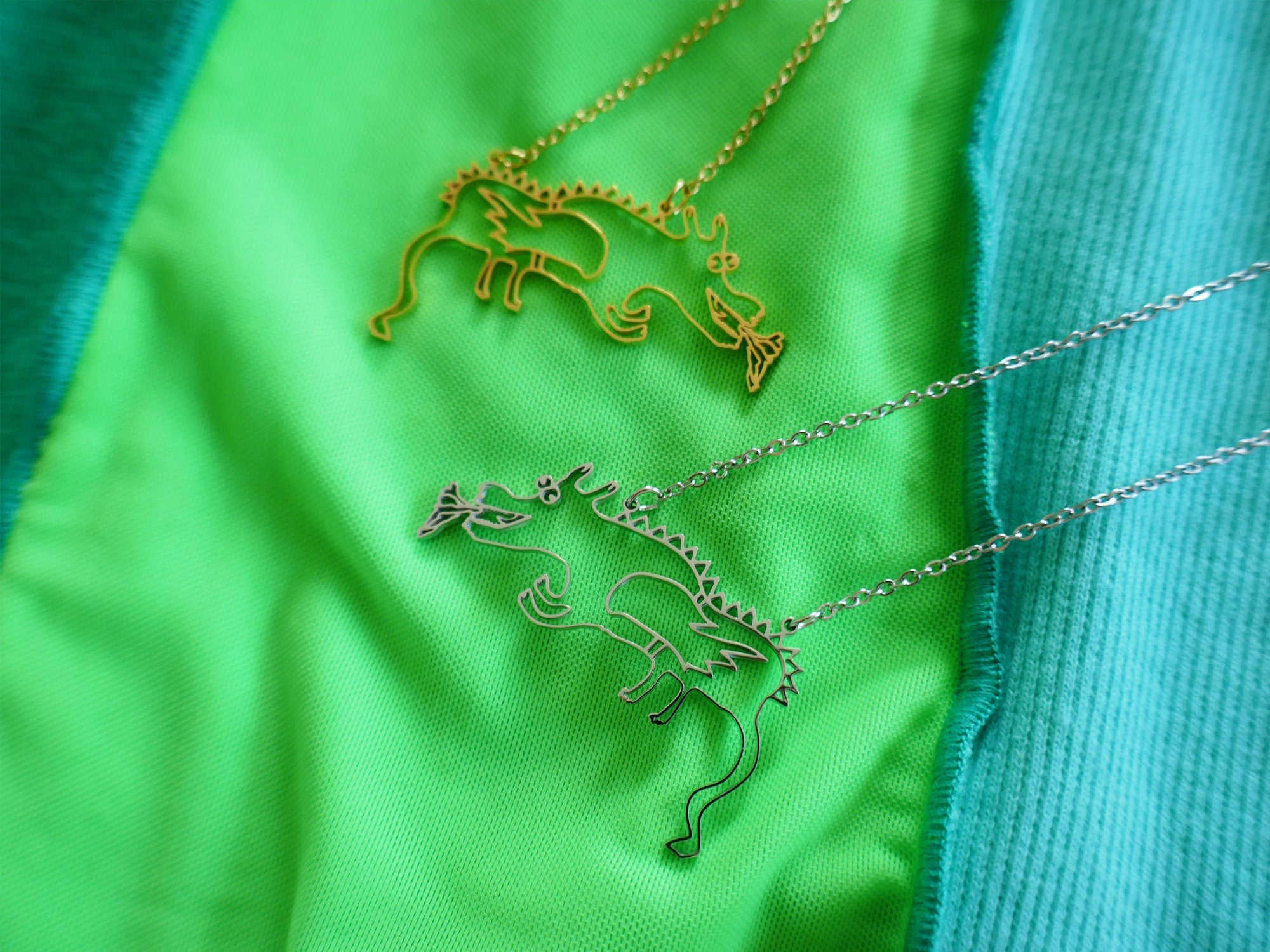 Happy Dragon Stainless Steel Pendant: Hypoallergenic Fantasy Necklace.