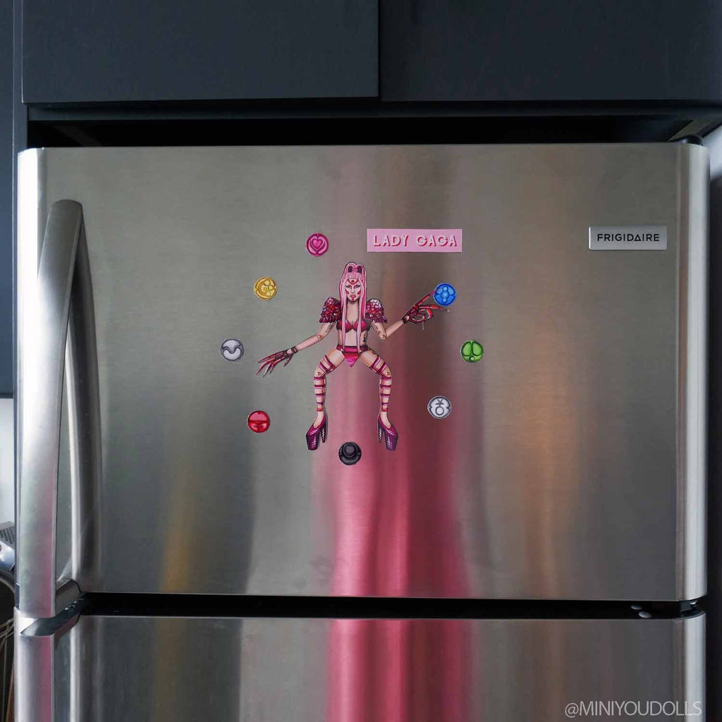 Interactive Magnet Set/Doll Pop Art Icon | Iconic pop singer-inspired refrigerator magnet | Music-themed home decor | Chromatica