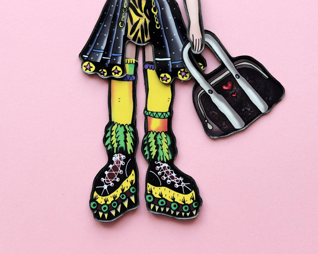 Anime Interactive Magnet Set for Fashion Lovers - Luna Neon Doll with interchangeable outfits