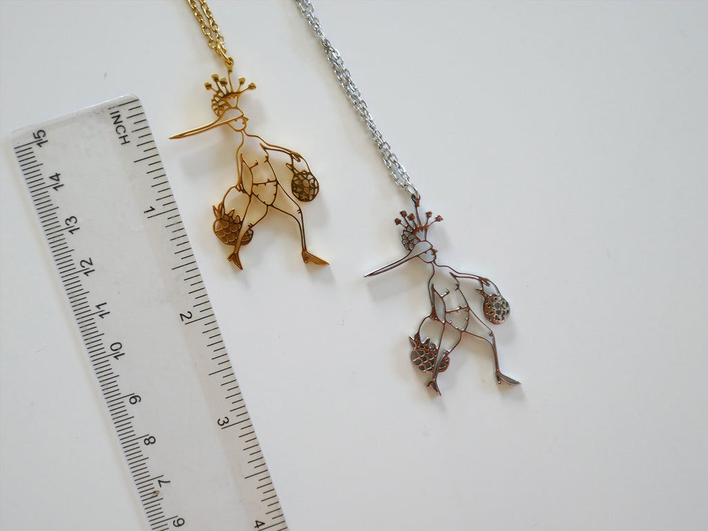 Abstract Woman Stainless Steel Pendant Necklace - Hypoallergenic Jewelry