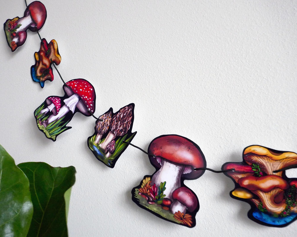Mushroom Trail Garland: Enchanted Forest Party Decor