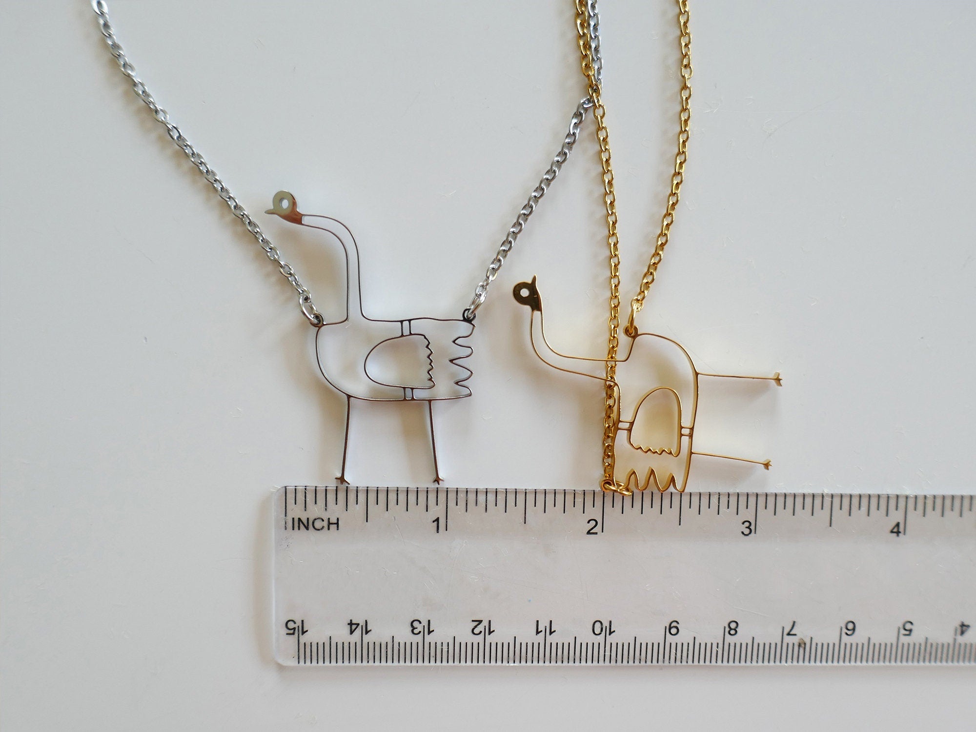 Funny Ostrich Pendant: Hypoallergenic Stainless Steel Bird Necklace.