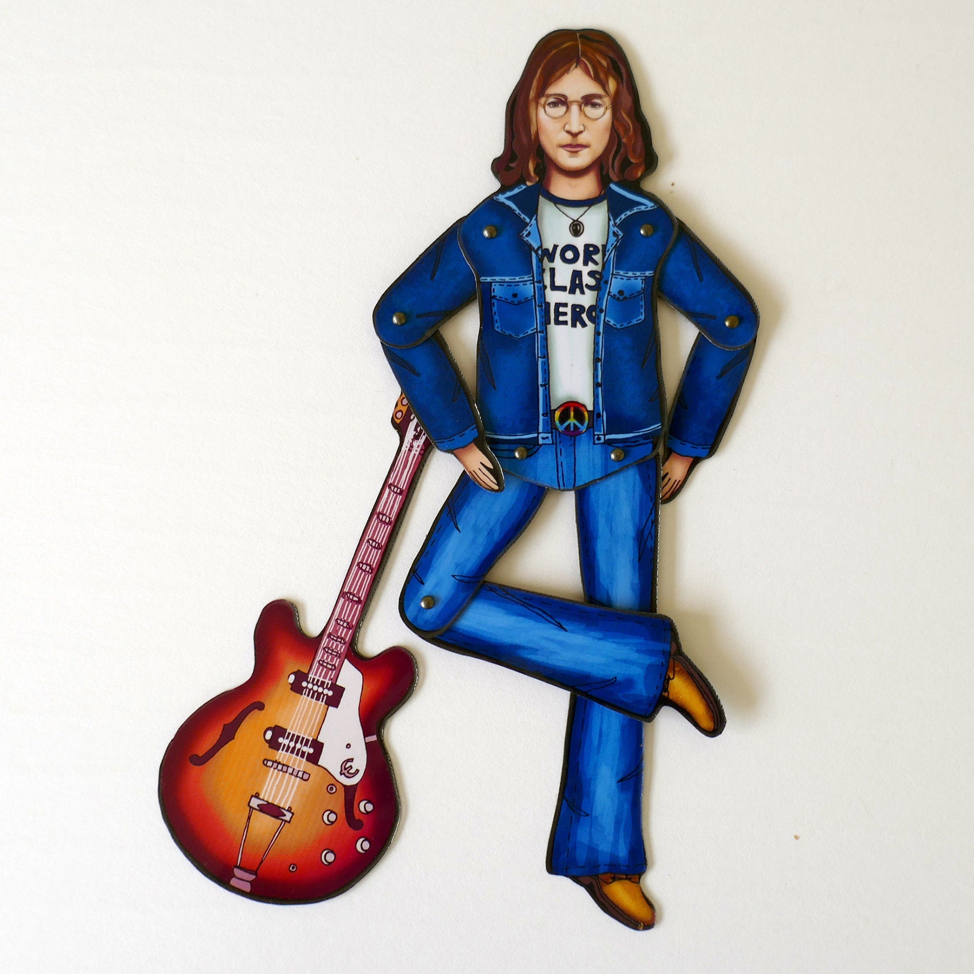 Articulated Musician Magnet Doll: John Lennon-Inspired Fridge Decor