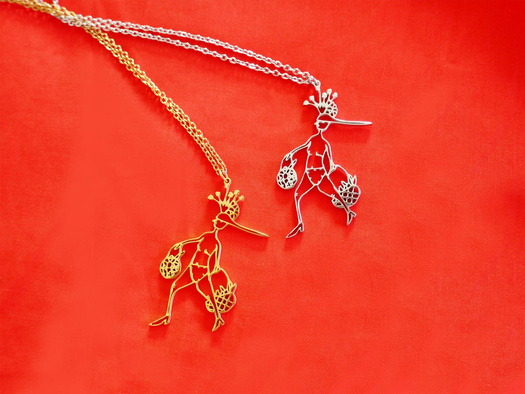 Abstract Woman Stainless Steel Pendant Necklace - Hypoallergenic Jewelry
