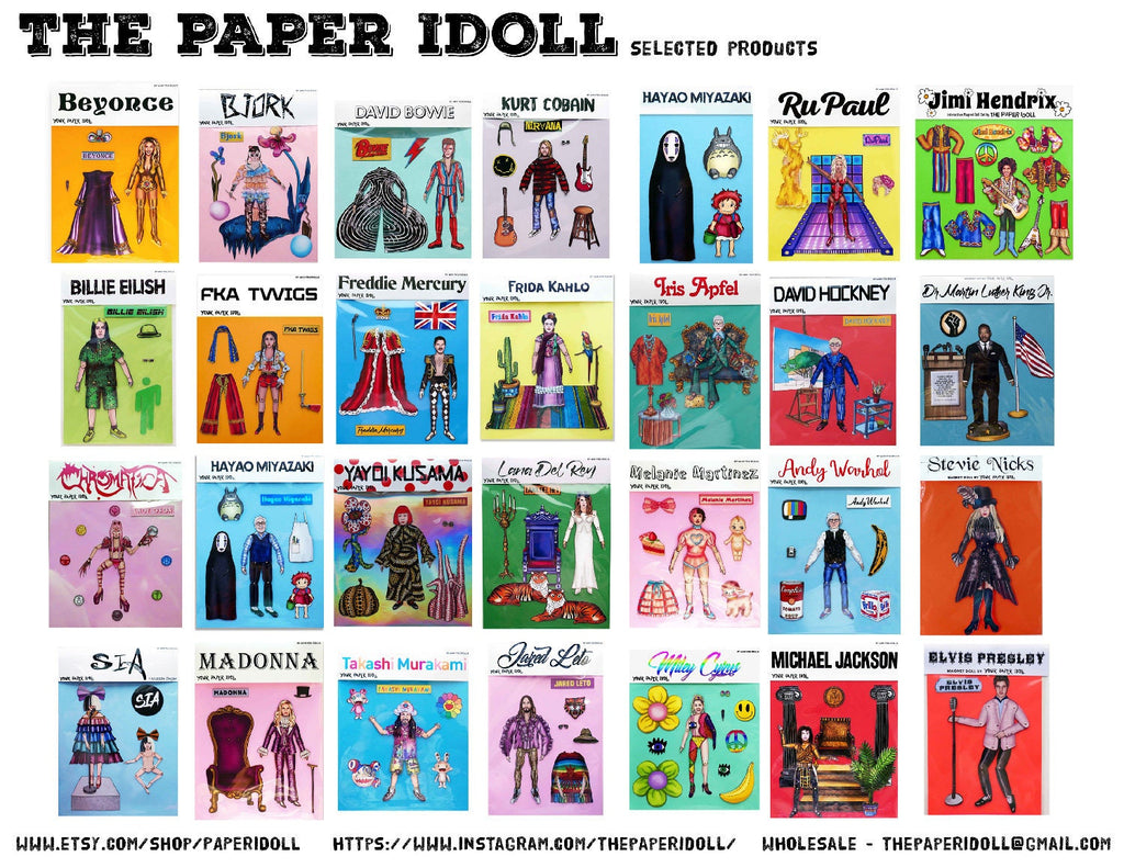 Fashion Icon Interactive Doll + Magnet Set: Art-Themed Refrigerator Magnets
