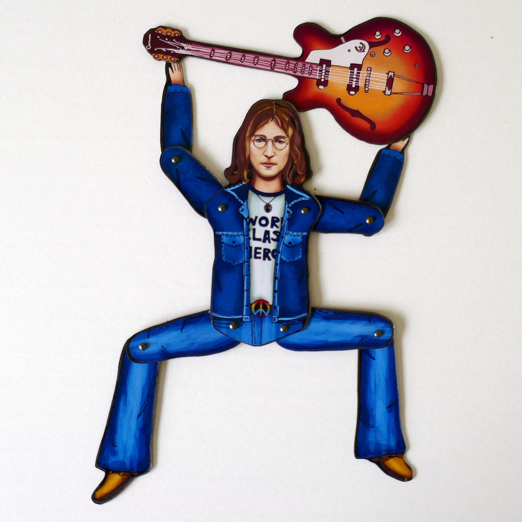 Articulated Musician Magnet Doll: John Lennon-Inspired Fridge Decor