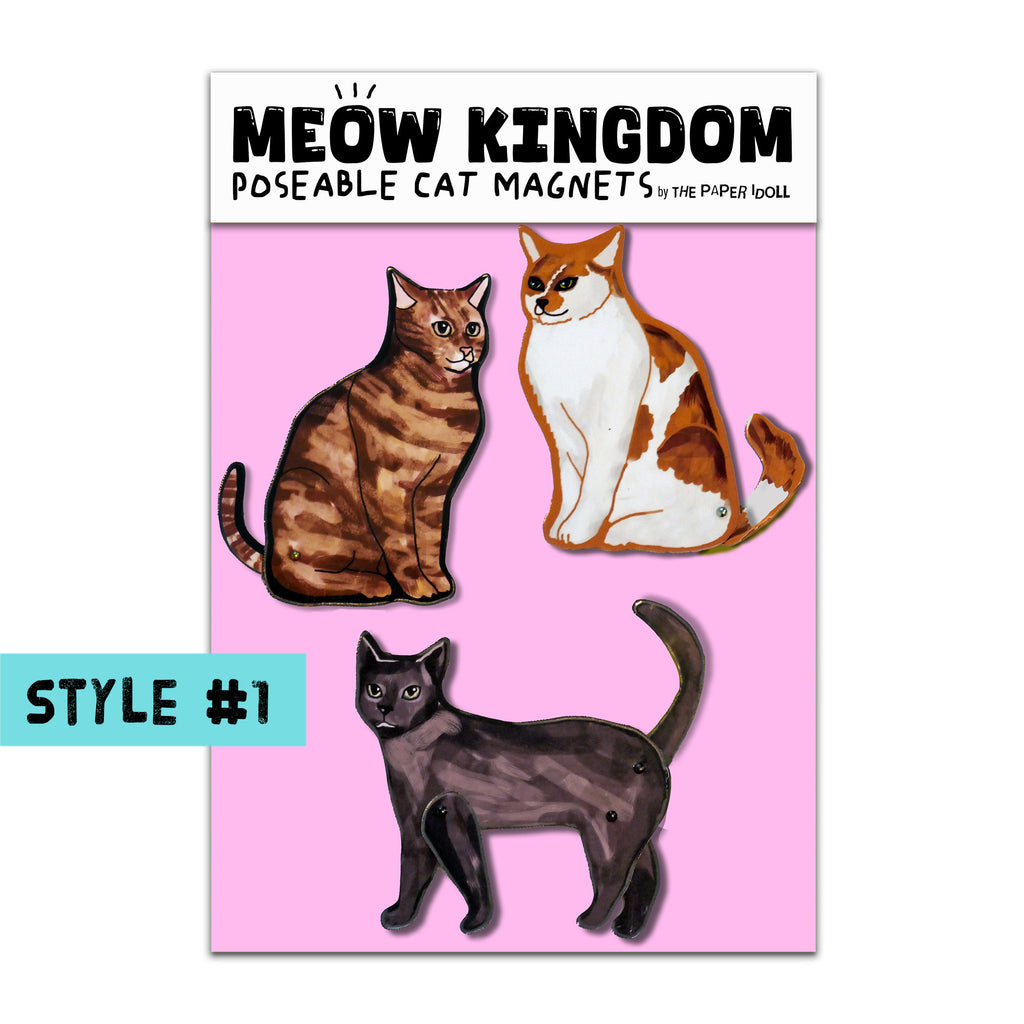 Set of 3 Articulated Cats Fridge Magnets Cat Kitchen decor.