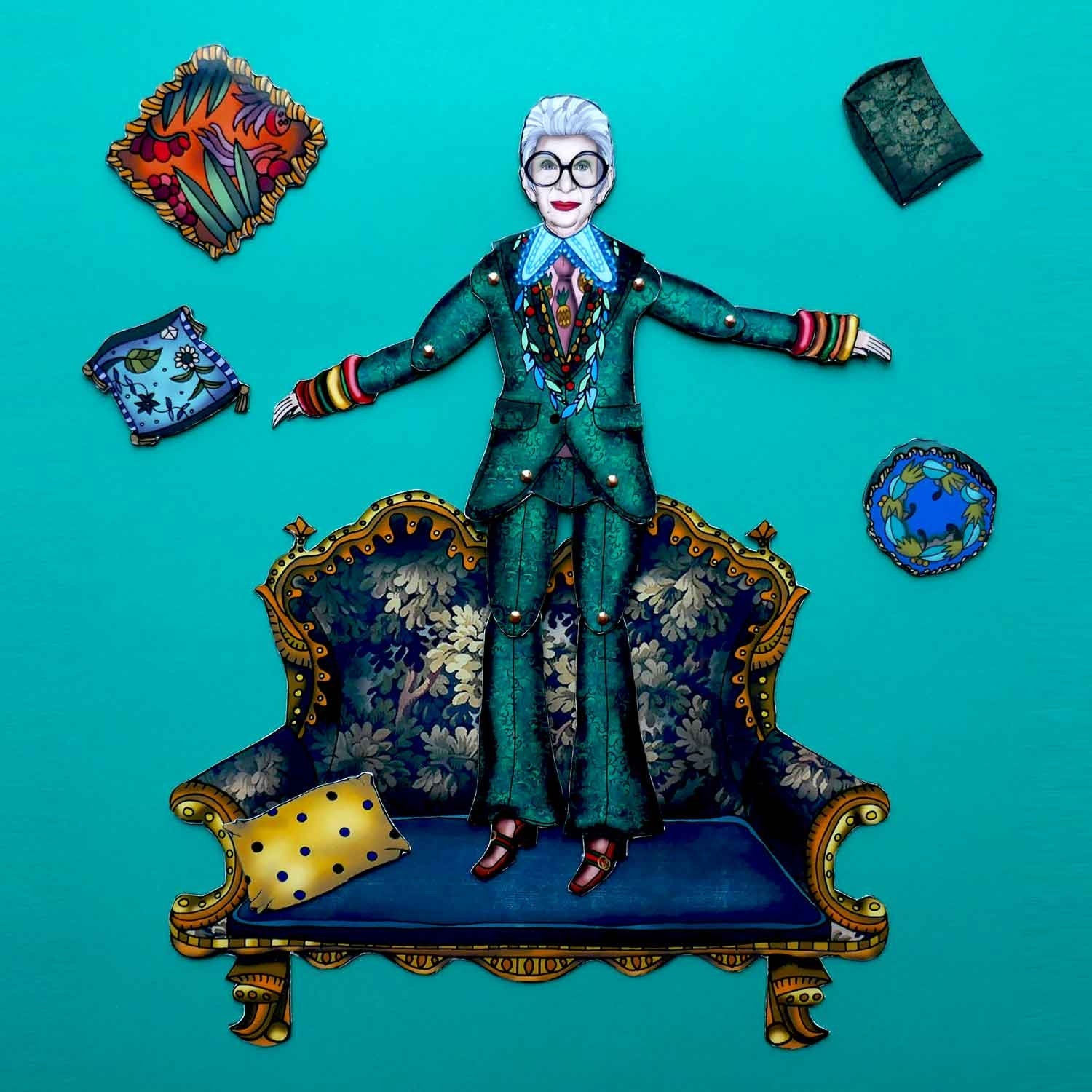 Fashion Icon Interactive Doll + Magnet Set: Art-Themed Refrigerator Magnets