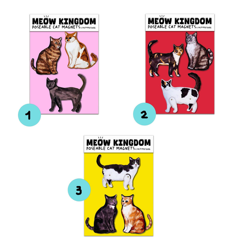 Set of 3 Articulated Cats Fridge Magnets Cat Kitchen decor.