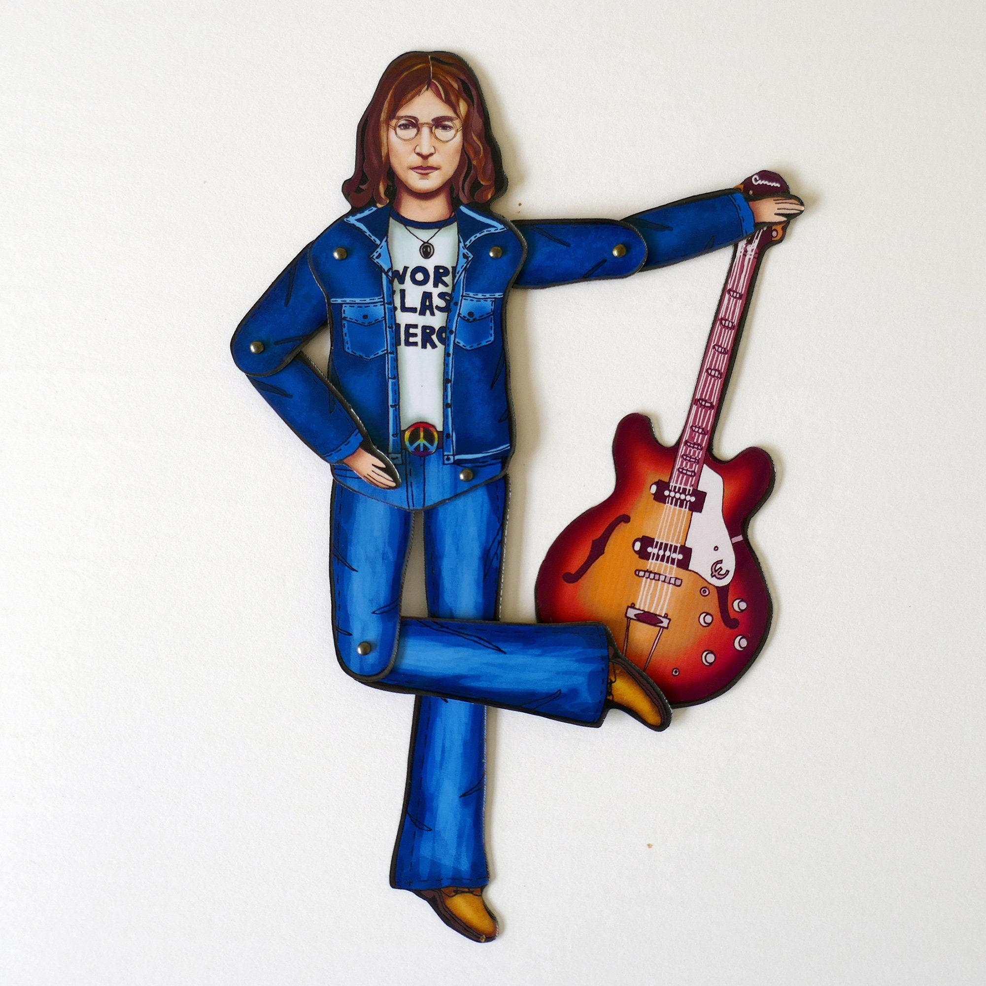 Articulated Musician Magnet Doll: John Lennon-Inspired Fridge Decor