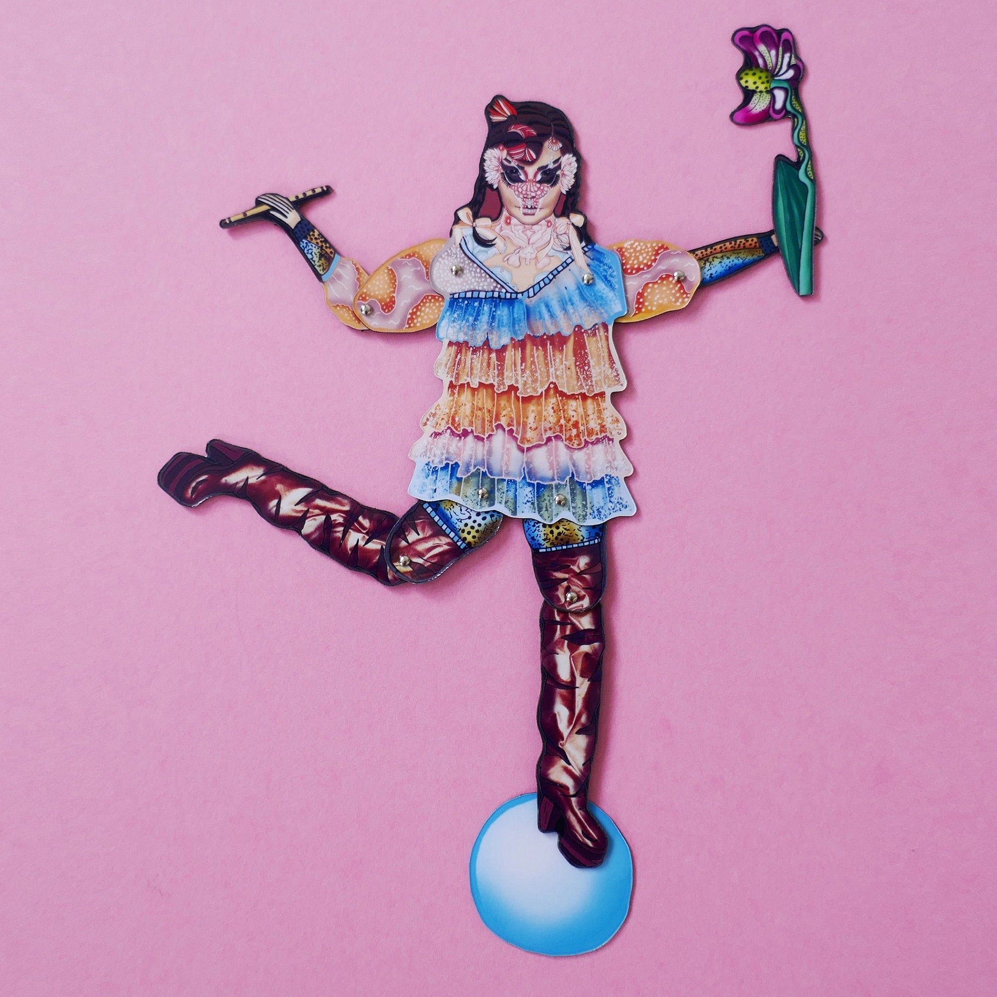 Articulated Magnet Doll | Icelandic Singer Paper Idol, Music Decor
