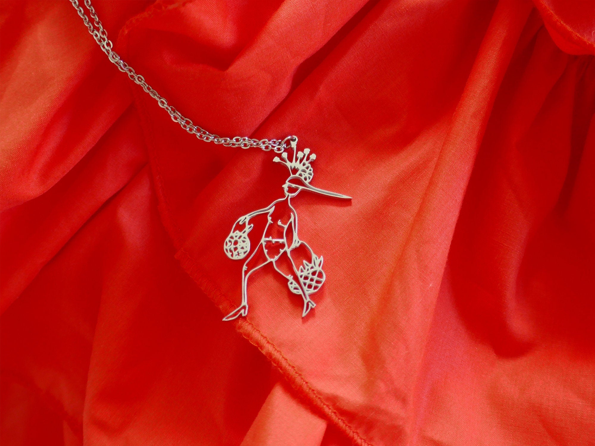 Abstract Woman Stainless Steel Pendant Necklace - Hypoallergenic Jewelry
