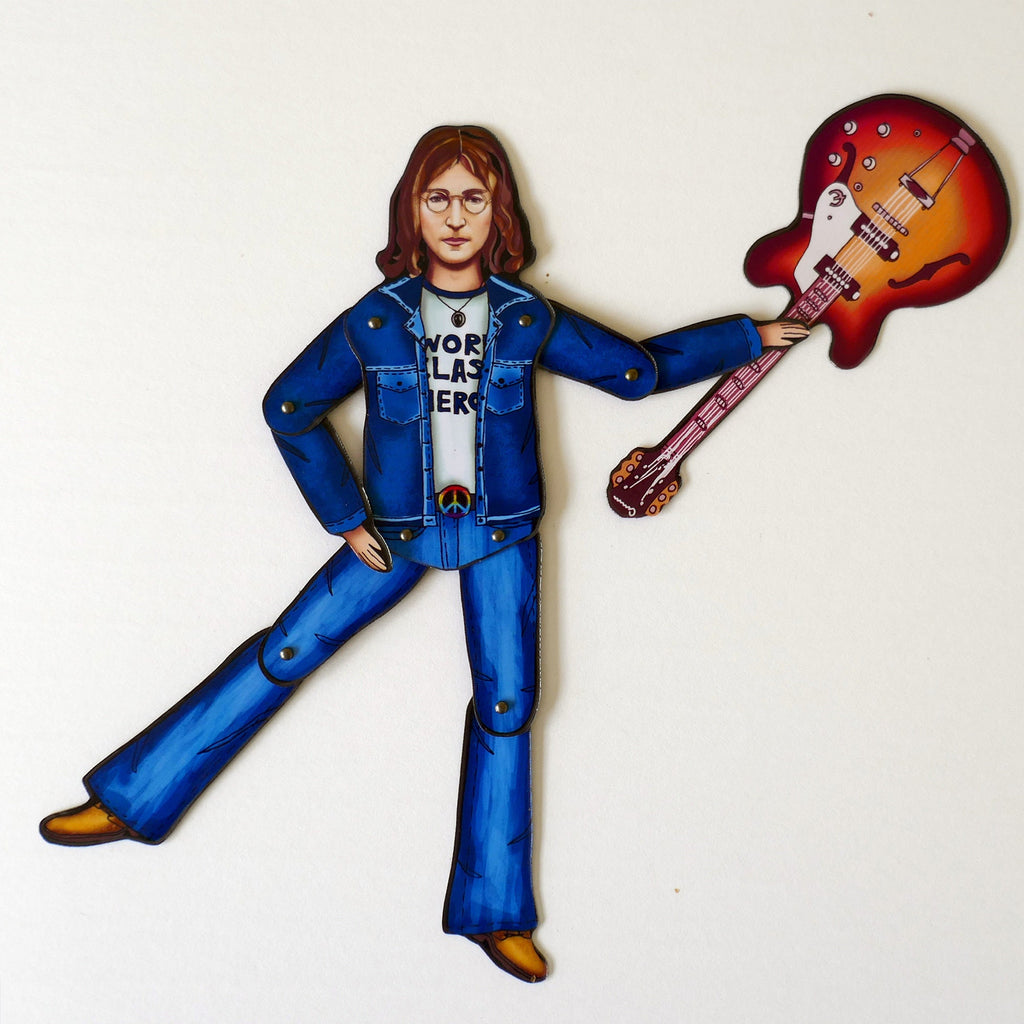 Articulated Musician Magnet Doll: John Lennon-Inspired Fridge Decor