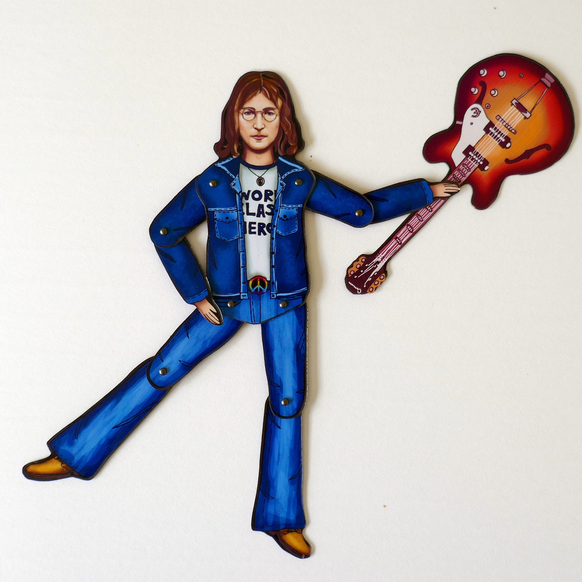 Articulated Musician Magnet Doll: John Lennon-Inspired Fridge Decor