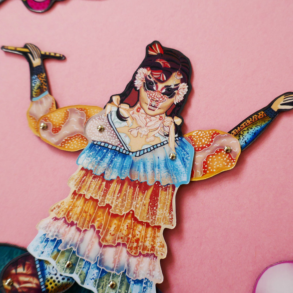 Articulated Magnet Doll | Icelandic Singer Paper Idol, Music Decor