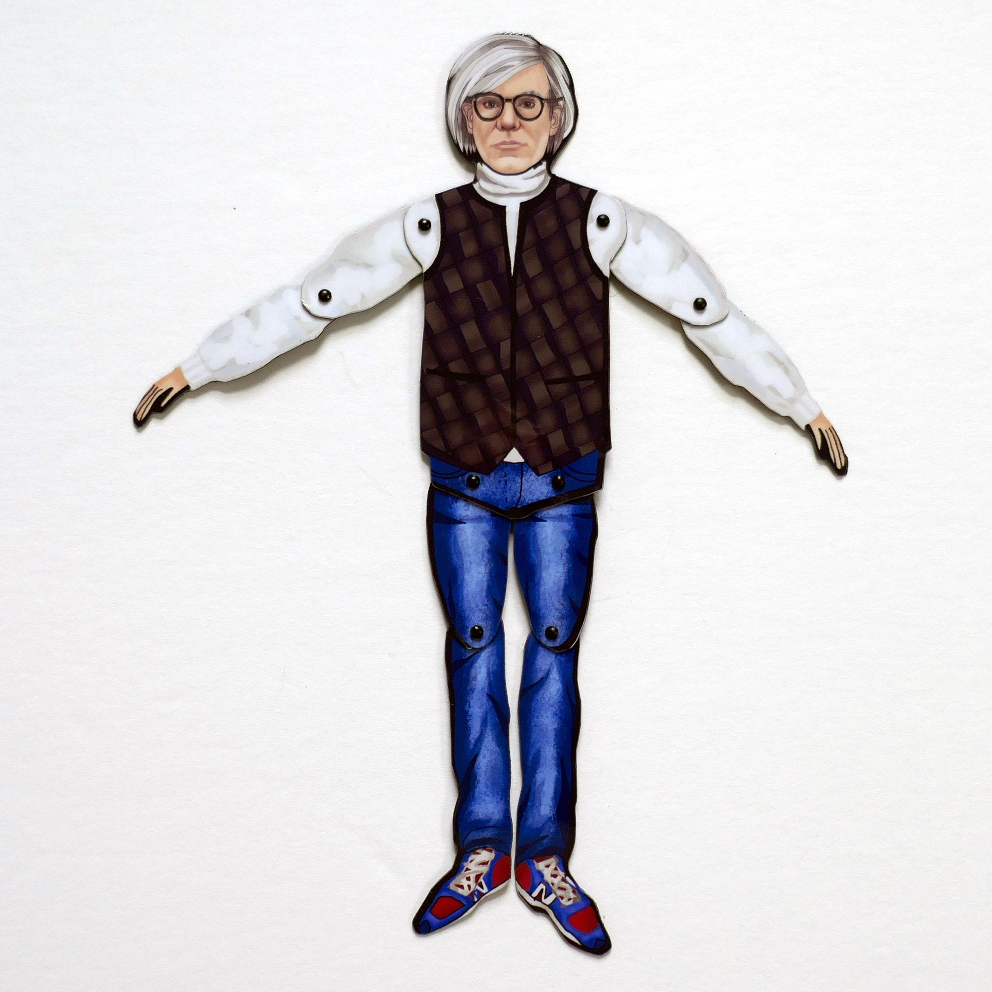 Andy Warhol Magnet Doll | Articulated Paper Idol, Pop Art Decor